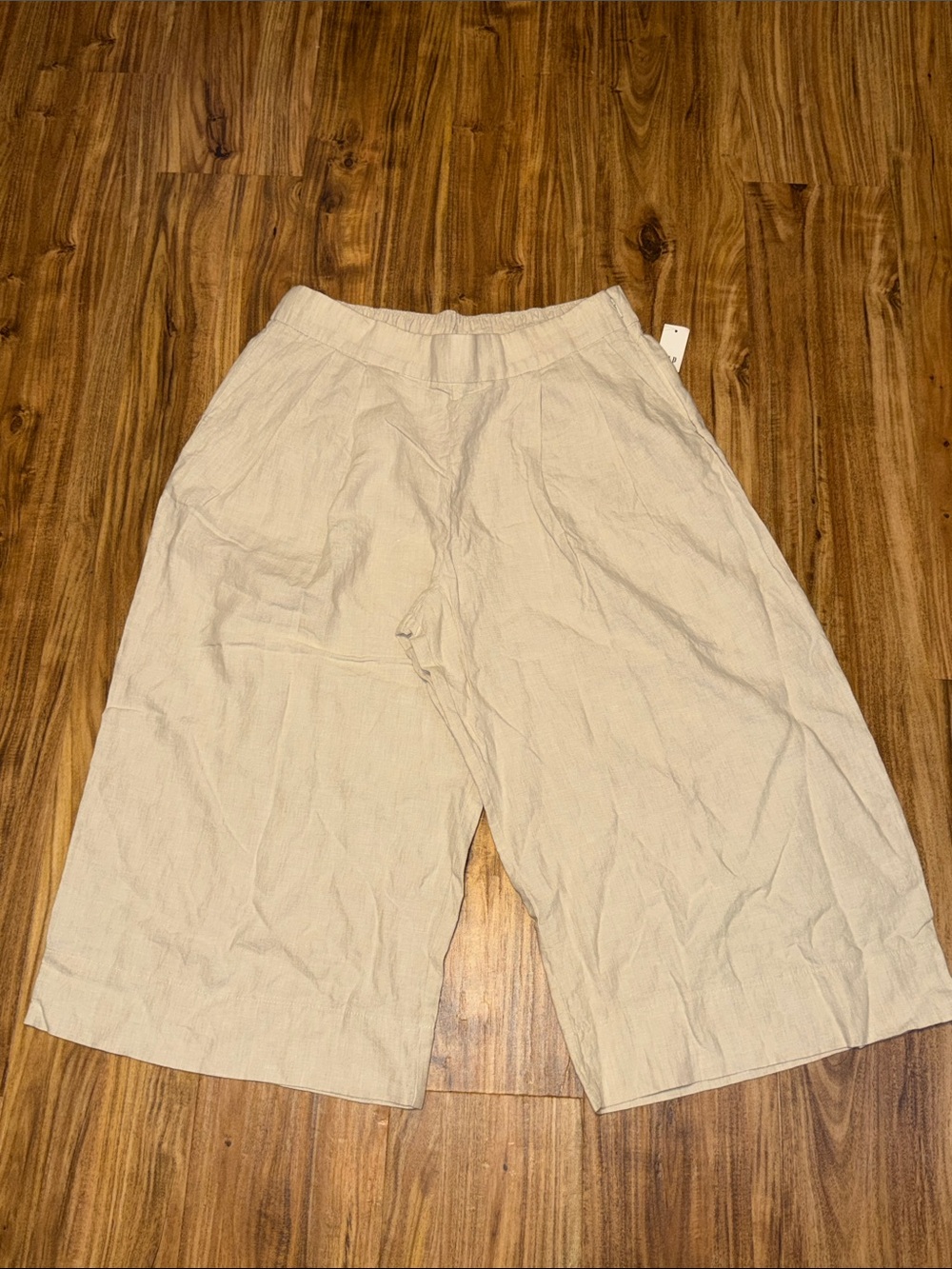 GAP women 16 XL Cream khaki Linen Culotte gaucho shorts crop ankle high rise new